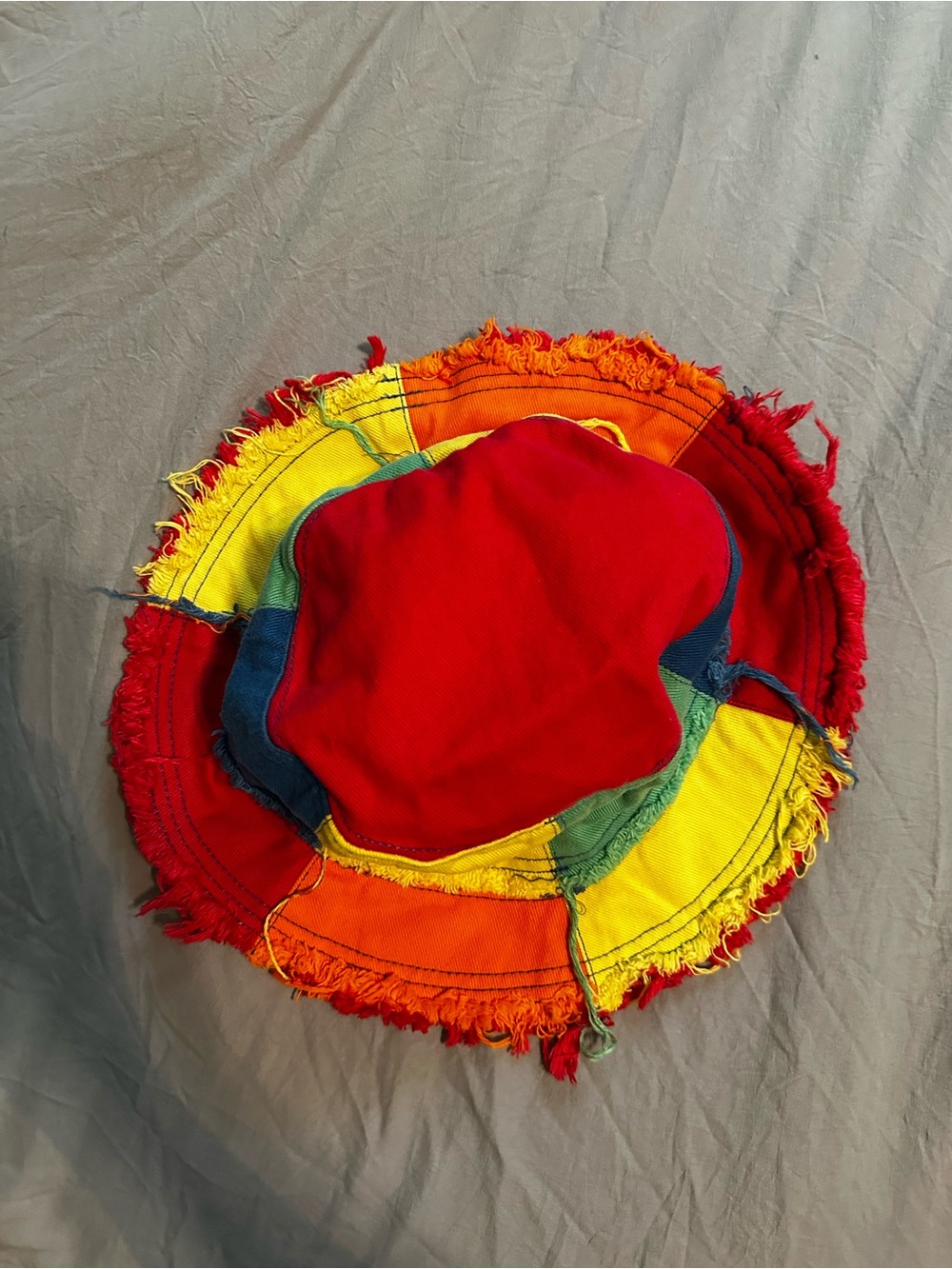 Multicolor Frayed Edge Bucket Hat